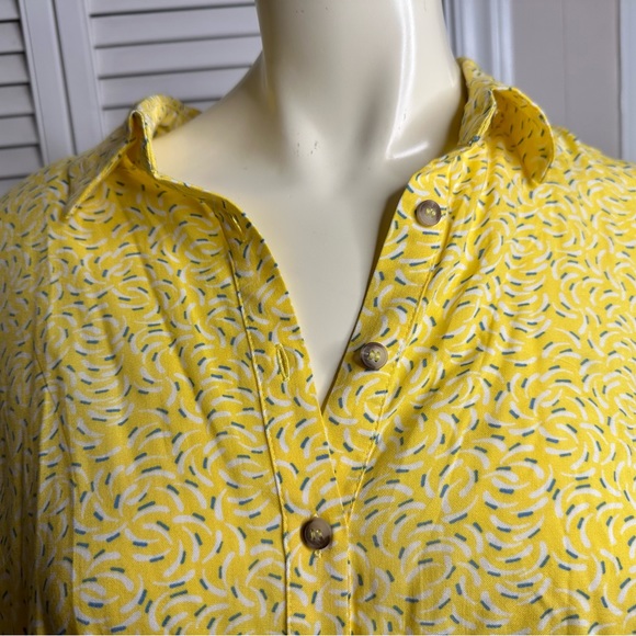 Anthropologie Maeve Blithe Sprinkle Print Collared Yellow Button Down Blouse - Picture 4 of 9